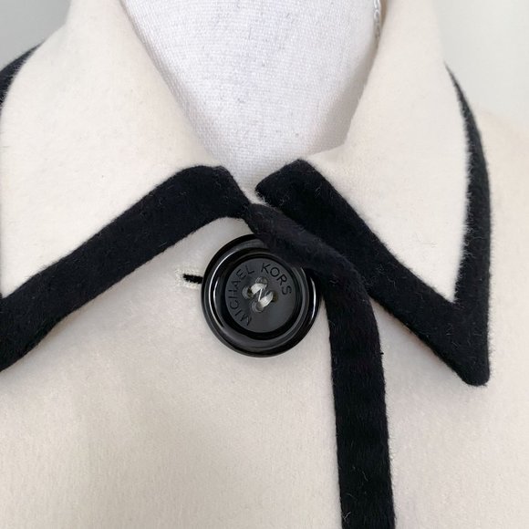 Michael Kors Colorblock Jacket Size 6 White Cream Wool Angora Made In Italy - Picture 6 of 11